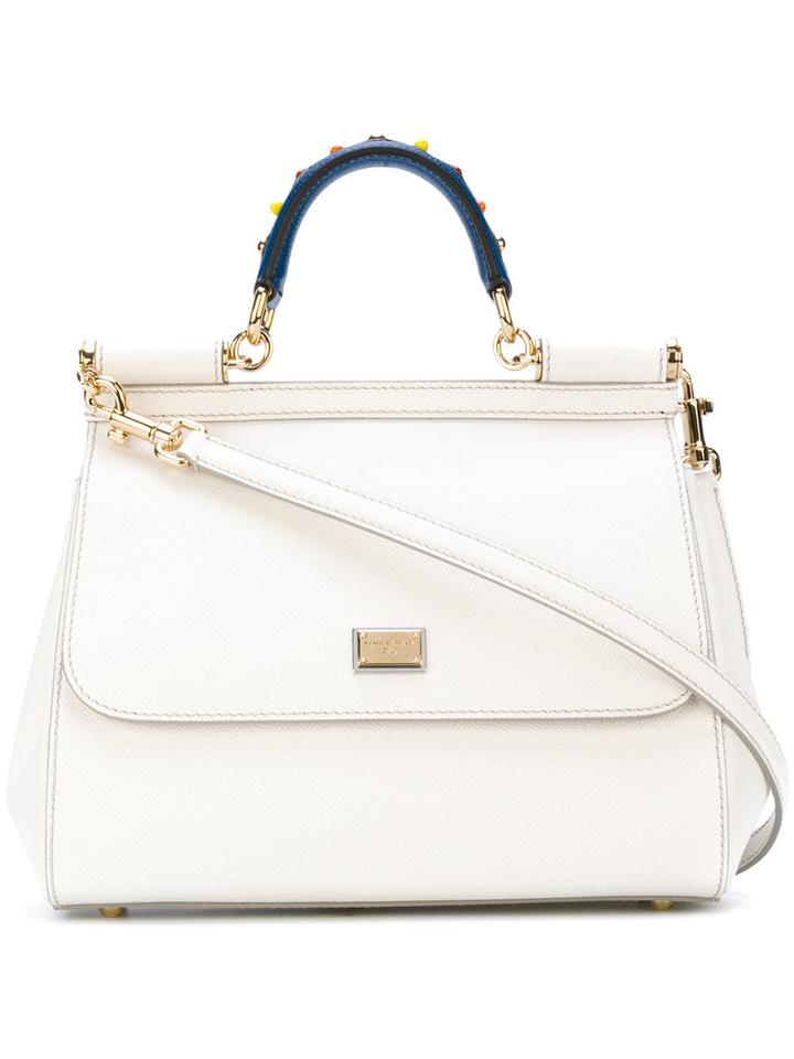 Dolce & Gabbana - Medium Sicily Handbag - Women - Leather/brass - One Size, White, Leather/brass