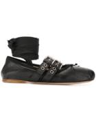 Miu Miu Buckle Ballerina Shoes - Black