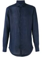 Etro - Plain Shirt - Men - Linen/flax - 40, Blue, Linen/flax