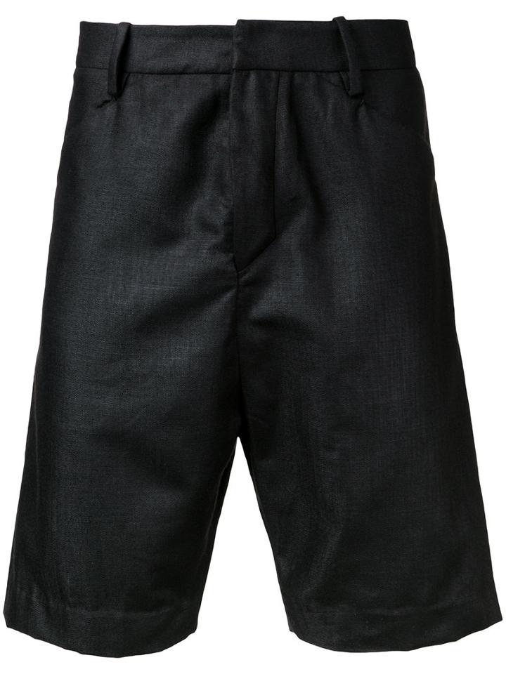 A New Cross - Tailored Shorts With Belt Loops - Men - Linen/flax - L, Black, Linen/flax