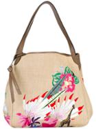 Etro Woven Embroidered Tote, Women's, Nude/neutrals, Cotton/viscose/polyester/calf Leather