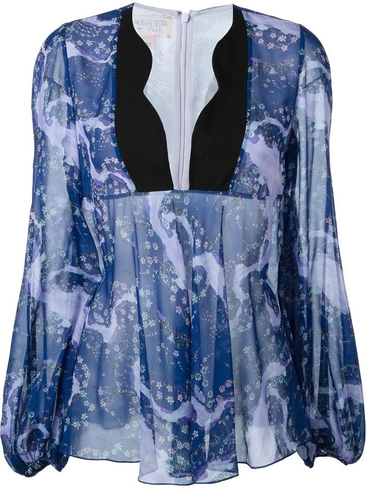 Giambattista Valli Printed Blouse, Women's, Size: 40, Pink/purple, Silk