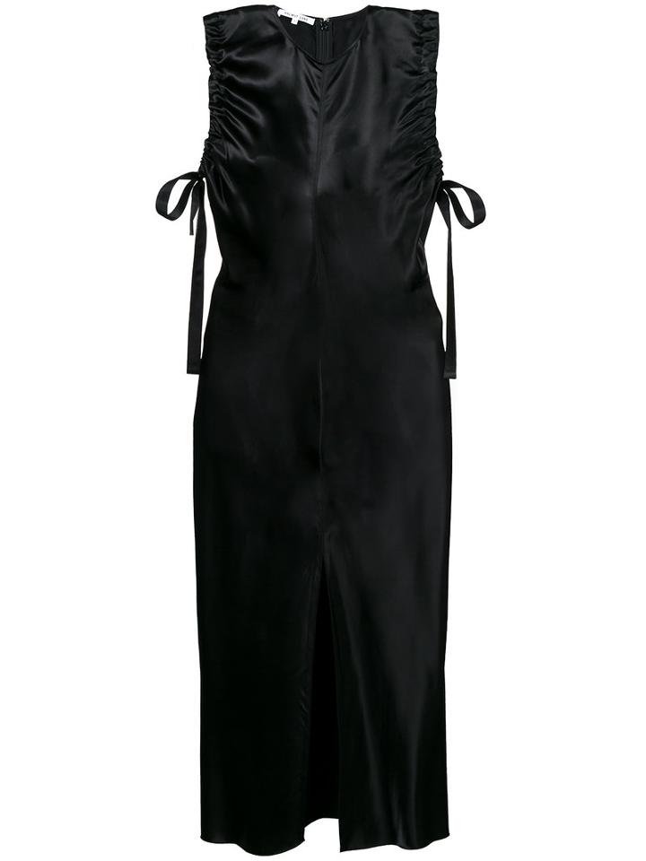 Helmut Lang - Sleeveless Ruched Midi Dress - Women - Silk/viscose - M, Black, Silk/viscose