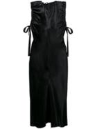 Helmut Lang - Sleeveless Ruched Midi Dress - Women - Silk/viscose - M, Black, Silk/viscose