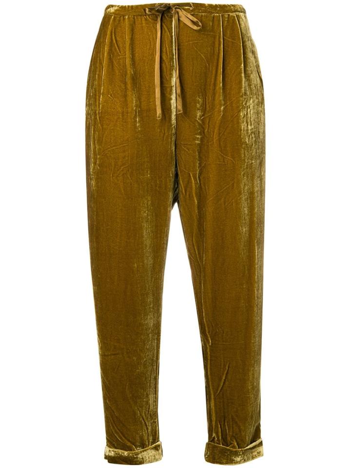 Mes Demoiselles Drawstring Cropped Trousers - Green