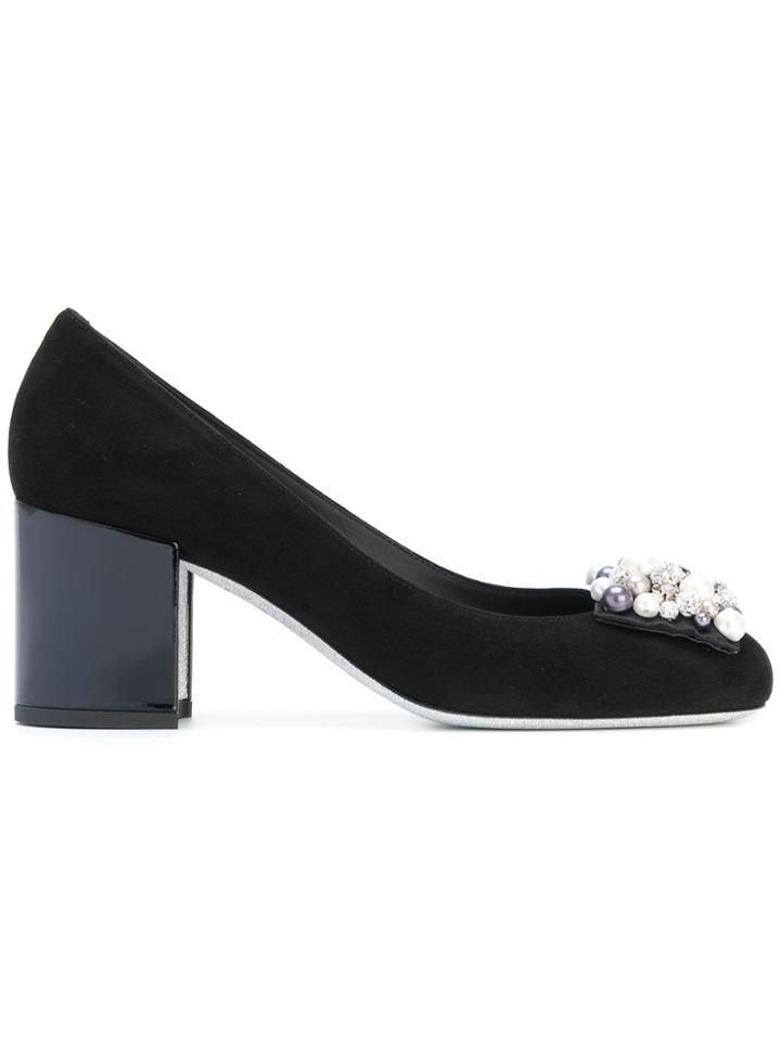 René Caovilla Beads Embellished Pumps - Black