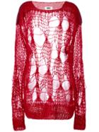 Mm6 Maison Margiela - Spider Web Knitted Jumper - Women - Acrylic/polyamide/viscose/mohair - S, Red, Acrylic/polyamide/viscose/mohair