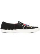 Figue Bead Embroidered Slip-on Sneakers - Black
