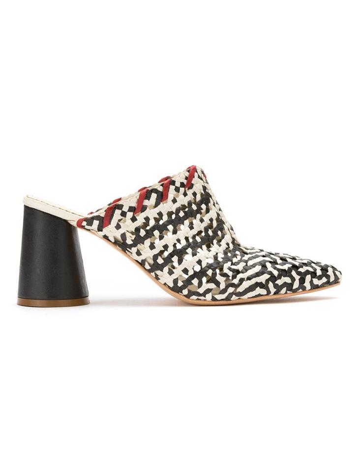 Sarah Chofakian Leather Mules - Grey