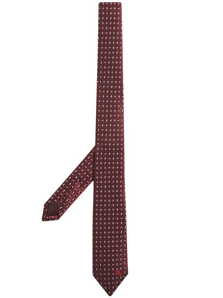 Burberry Slim Cut Geometric Silk Jacquard Tie - Red