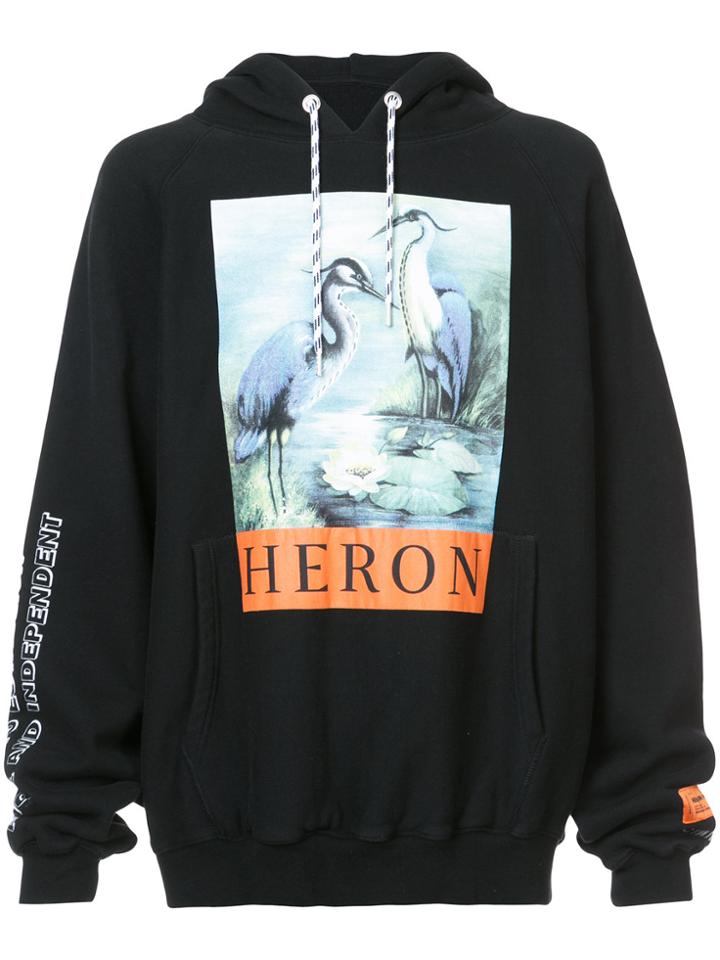 Heron Preston Logo Print Hoodie - Black
