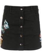 Andrea Bogosian Embroidered Denim Skirt - Black
