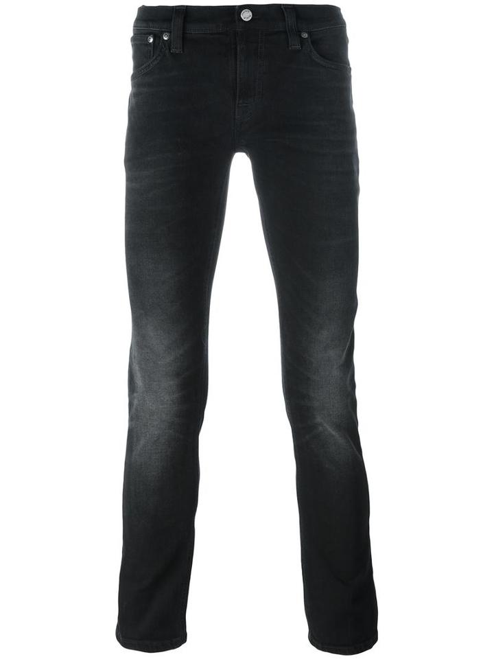 Nudie Jeans Co Stonewashed Skinny Jeans, Men's, Size: 30, Black, Cotton/spandex/elastane
