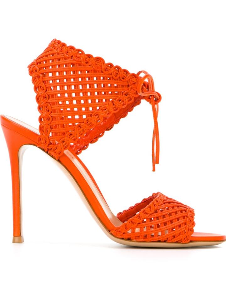 Gianvito Rossi Woven Tie Sandals - Yellow & Orange