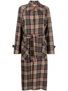 Pierre-louis Mascia Check Print Trench Coat - Brown