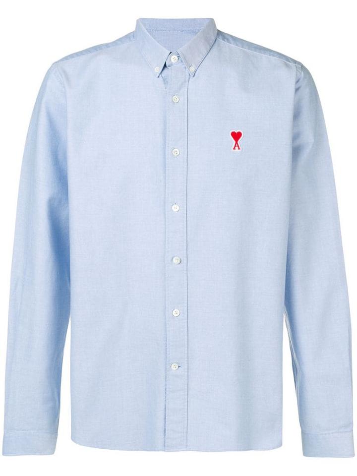 Ami Paris Button-down Shirt Ami De Coeur Chest Patch - Blue