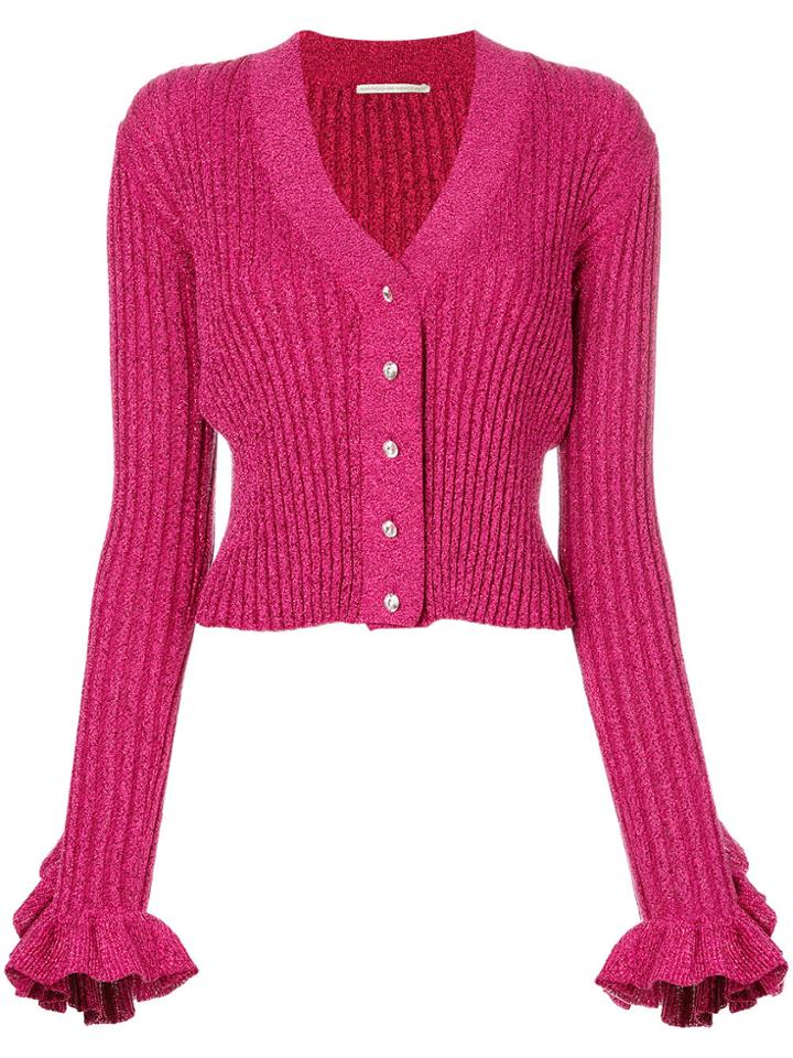 Marco De Vincenzo Ruffled Lurex Cardigan - Pink & Purple