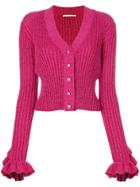 Marco De Vincenzo Ruffled Lurex Cardigan - Pink & Purple