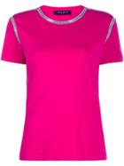 Frankie Morello Rhinestone-trimmed Crew-neck T-shirt - Pink