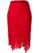 Msgm Leaf Cut-out Midi Skirt - Red