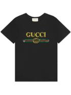 Gucci Oversize T-shirt With Sequin Gucci Logo - Black
