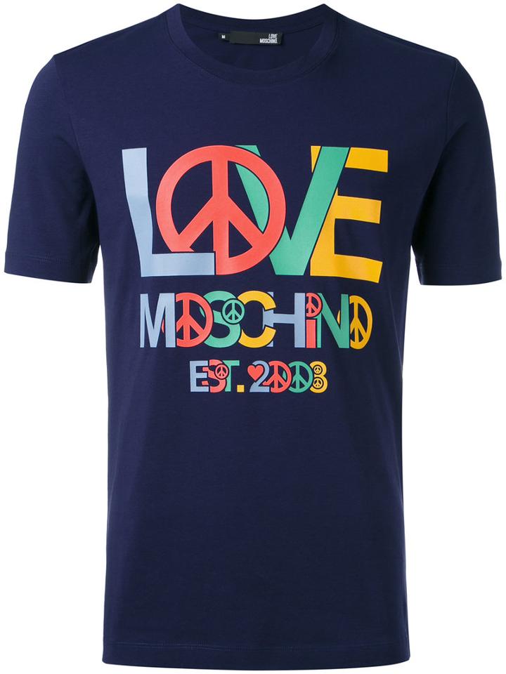 Logo Print T-shirt - Men - Cotton/spandex/elastane - L, Blue, Cotton/spandex/elastane, Love Moschino
