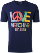 Logo Print T-shirt - Men - Cotton/spandex/elastane - L, Blue, Cotton/spandex/elastane, Love Moschino