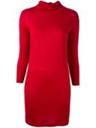 Mm6 Maison Margiela Short Turtleneck Dress, Women's, Size: Large, Red, Silk/modal