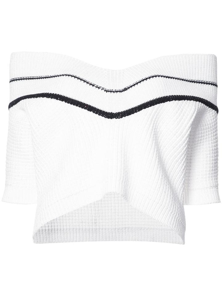 Carolina Herrera - Chunky Knit Off The Shoulder Jumper - Women - Cotton/nylon - M, White, Cotton/nylon