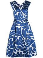Talbot Runhof Printed Flared Midi Dress - Blue