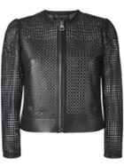 Versace Laser Cut Jacket, Women's, Size: 42, Black, Lamb Skin