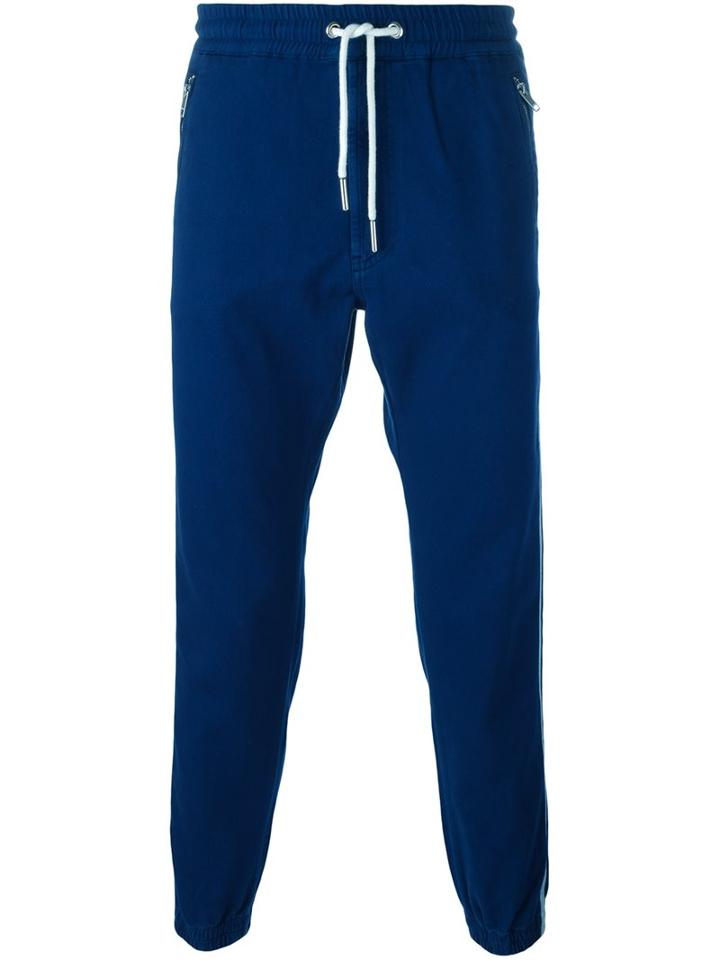 Diesel Side Stripe Track Pants, Men's, Size: Medium, Blue, Cotton/polyester/spandex/elastane