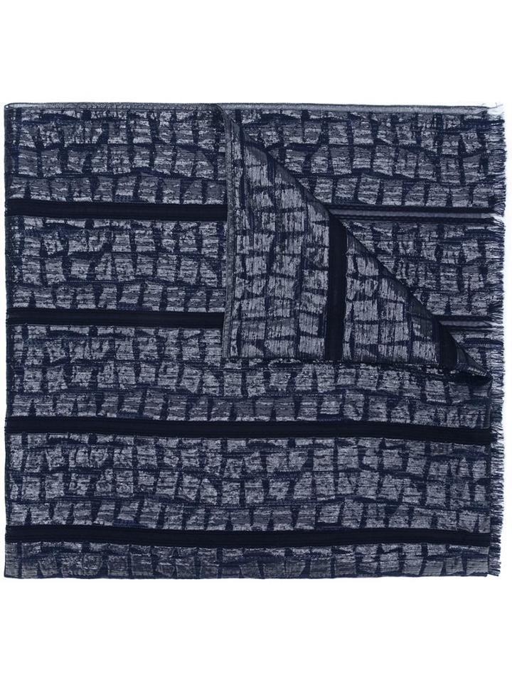 Armani Collezioni Woven Jacquard Scarf, Women's, Blue, Wool/viscose/silk/polyamide