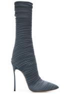 Casadei Pointed Pleated Boots - Grey