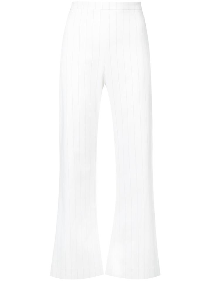 Christian Siriano Cropped Pinstriped Trousers - White