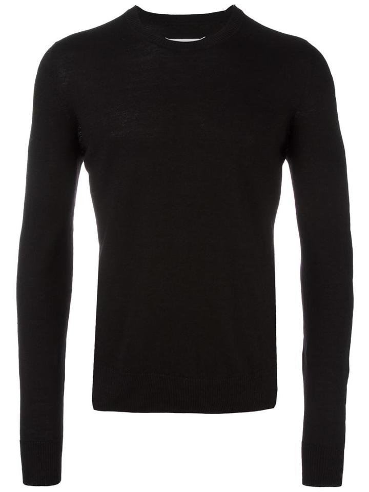 Maison Margiela Elbow Patch Jumper, Men's, Size: Xl, Black, Linen/flax/wool/calf Leather