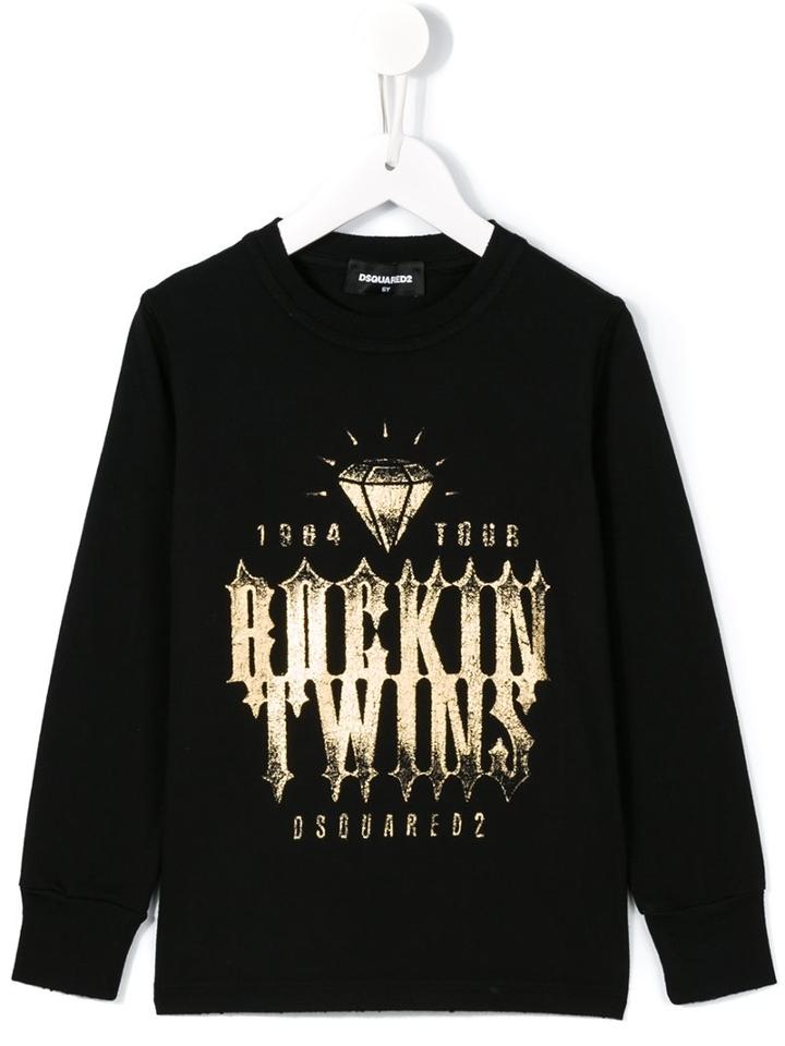 Dsquared2 Kids Rockin Twins Print Sweatshirt, Boy's, Size: 10 Yrs, Black