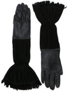 Hermès Vintage Frayed Edge Gloves, Women's, Black