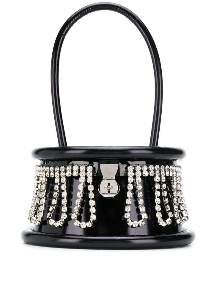 Area Embellished Hat Box Tote Bag - Black