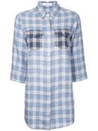 Roar - Pocket Detail Checked Shirt - Women - Linen/flax - One Size, Blue, Linen/flax