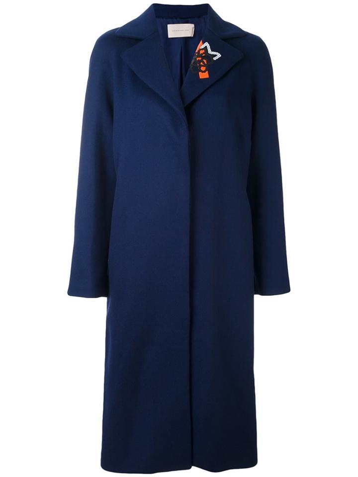 Christopher Kane Rose Embroidered Collar Coat - Blue