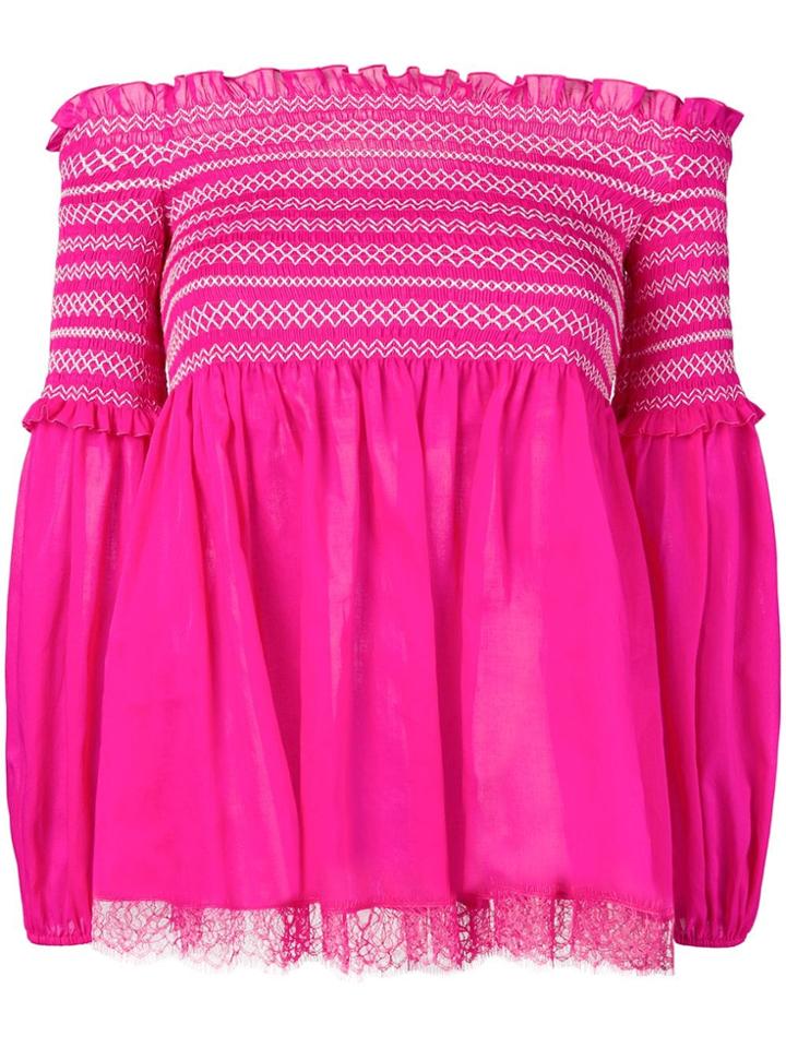 Blumarine Embroidered Off-the-shoulder Blouse - Pink