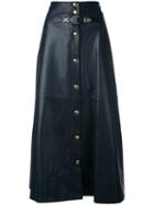 Sonia Rykiel - Buttoned Maxi Skirt - Women - Lamb Skin/viscose - 38, Blue, Lamb Skin/viscose