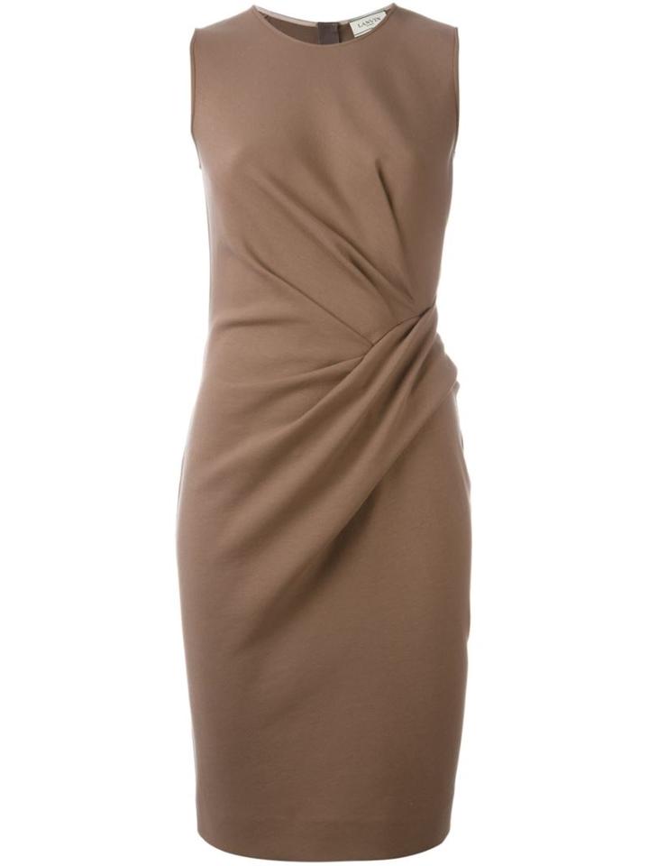 Lanvin Draped Detail Dress, Women's, Size: 40, Brown, Cotton/polyamide/spandex/elastane