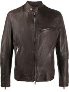 Drome Short Leather Jacket - Brown