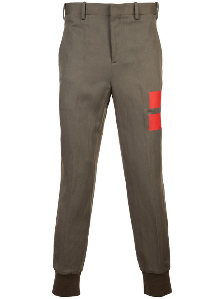 Neil Barrett Block Stripe Cuffed Trousers - Green