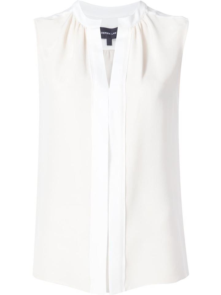 Derek Lam Pleated Placket Sleeveless Blouse, Women's, Size: 36, Nude/neutrals, Silk