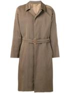 Giorgio Armani Vintage 1980's Belted Midi Coat - Grey Brown