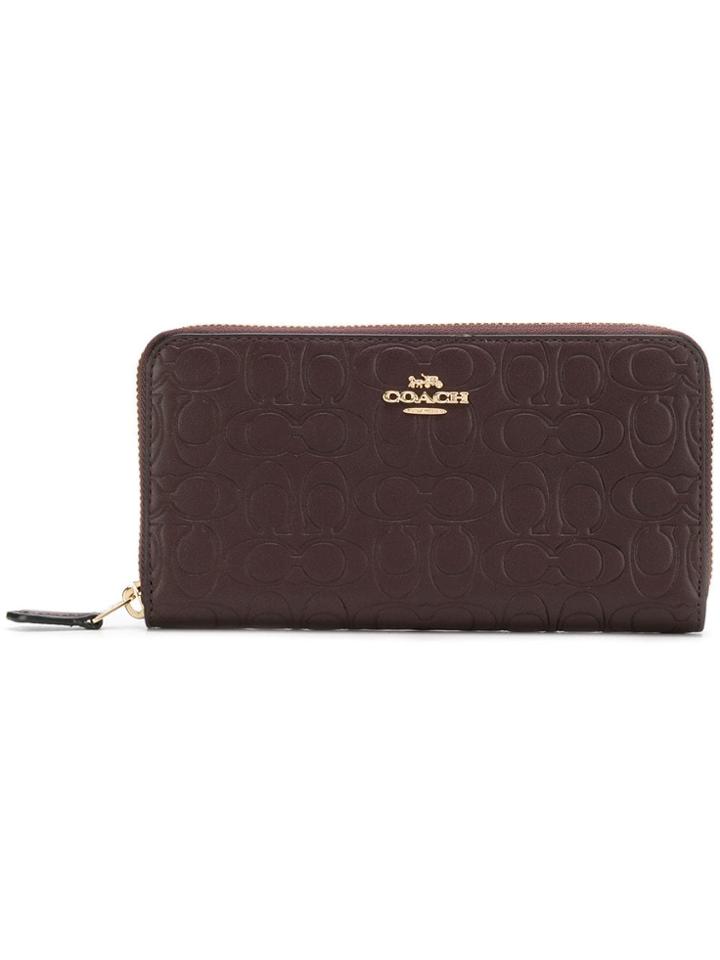 Coach Embossed Logo Accordion Wallet - Brown