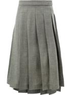 Thom Browne Low Rise Calf Length Pleated Skirt In 2 Ply Fresco - Grey